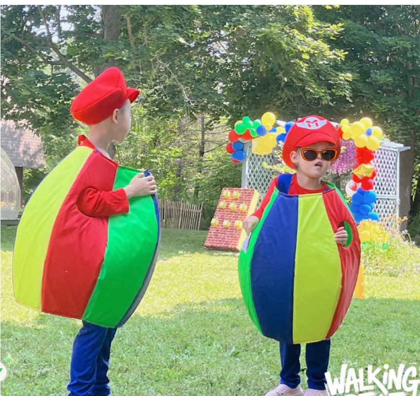 Children dressed for a colorful outdoor camp activity